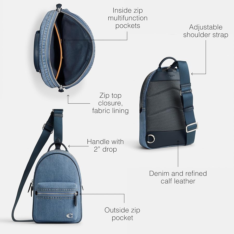 【美品】COACH コーチ デニム チャーターパック ボディバッグ CR765 美品】COACH コーチ デニム チャーターパック ボディバッグ